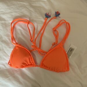 Maaji Itza Reversible Sliding Triangle Bikini Top Reversible Orange (NEW)
